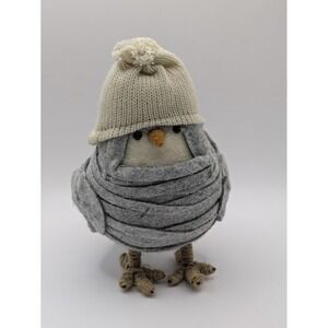 Target (?) Spritz Bird Featherly Friends Gray White Hat Winter Christmas 6.5"